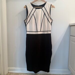 White House Black Market Black & White Colorblock Sheath Dress